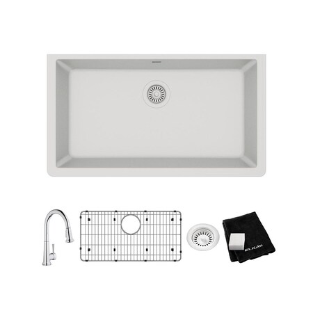 Elkay Sink Kit, Undermount Mount, 0 Hole, White ELGRU13322WH0FC
